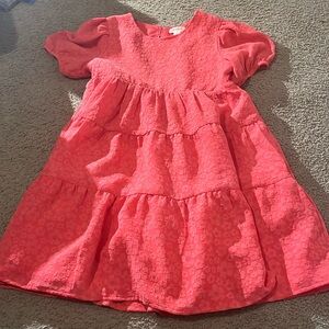 Cat and jack girls size 10/12 large coral pink colored floral dress